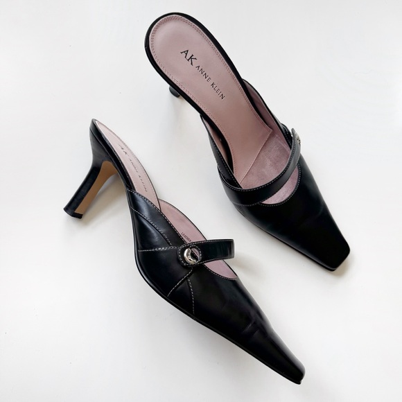 Vintage 2000s Anne Klein Leather Mule Heels Y2K 90s - Picture 1 of 9